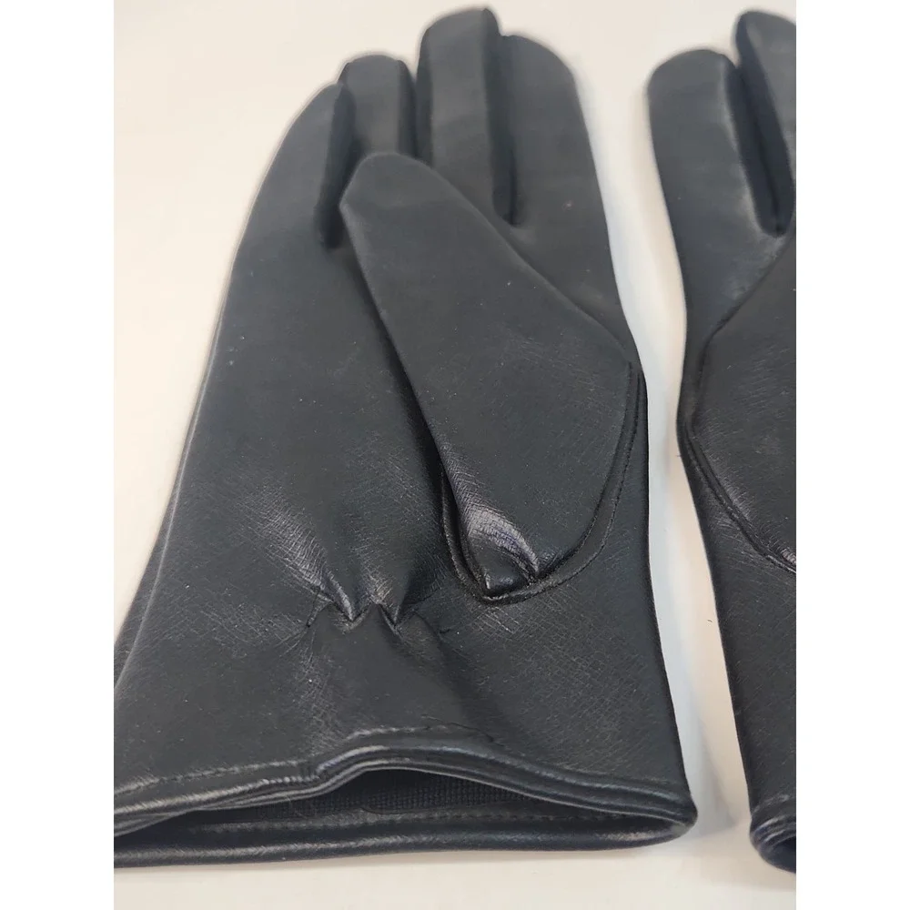 Vtg 1960s Black Vinyl Gloves Floral Embroidered Mod Japan Sz M 7.5-8.5 Pls Read